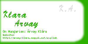 klara arvay business card